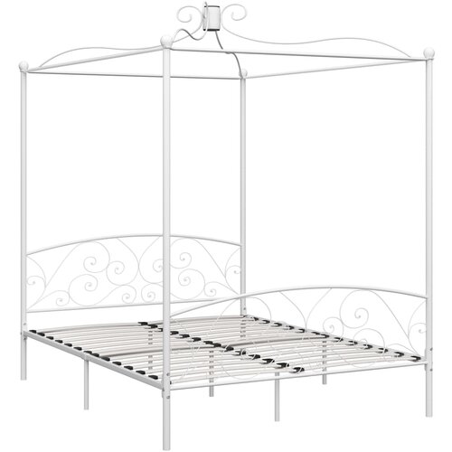  Okvir za krevet s nadstre&amp;scaron;nicom bijeli metalni 160 x 200 cm Slike