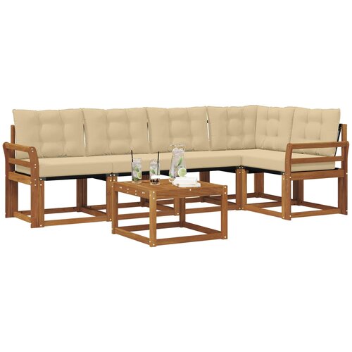  Set vanjskih sofa 6 kom. Prirodna i bež Slike