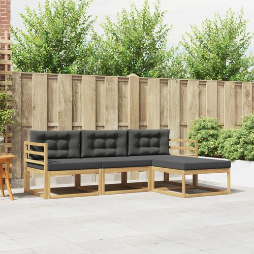  Set vanjskih sofa s jastukom 4 pcs Bijela i antracit Poliester Cene