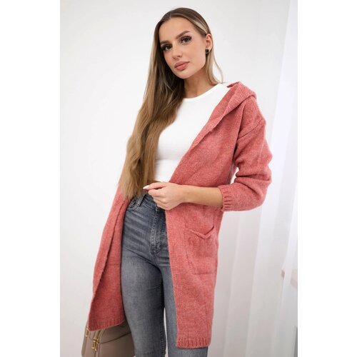 Kesi Plain sweater with a hood and pockets fuchsia Slike