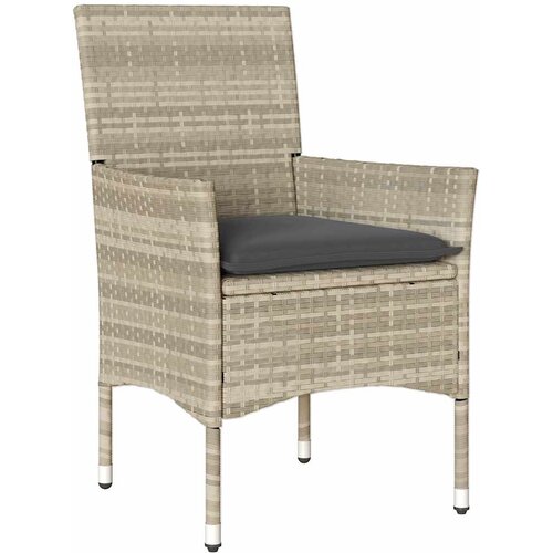  3-dijelni vrtni blagovaonski set s jastucima poliratan i staklo Siva 90 x 90 x 75 cm Slike