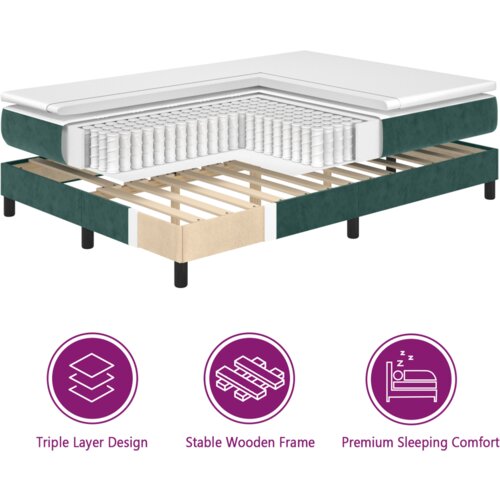 VidaXL Box Spring Krevet s Madracem Tamno Zelena 90x200 cm Bar&amp;scaron;un Slike
