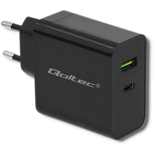 Qoltec 51717 Charger | 45W | 5-20V | 2.25-3A | USB type C PD | USB | Black Slike