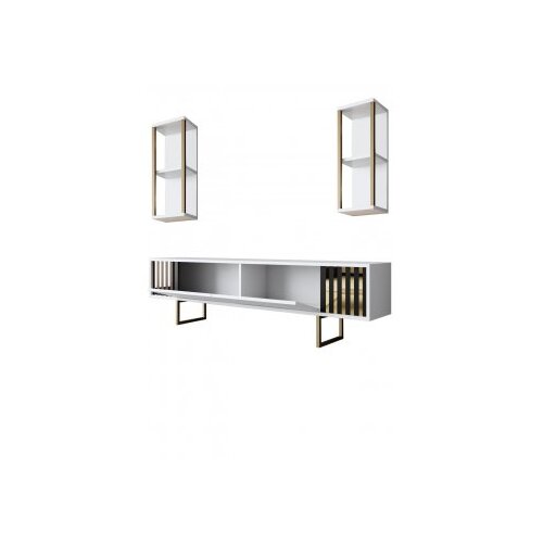 Hanah home gold line white black polica za tv Slike