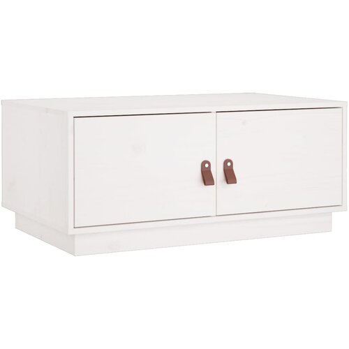 Maison Chic Klubska mizica - kavna mizica - Nizka mizica bela 80x50x35 cm trdna borovina, (21755238) Cene