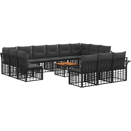 vidaXL Set vanjskih sofa 14 kom. Crna i tamno siva Poliester - Crna i tamno siva sa stolom Cene