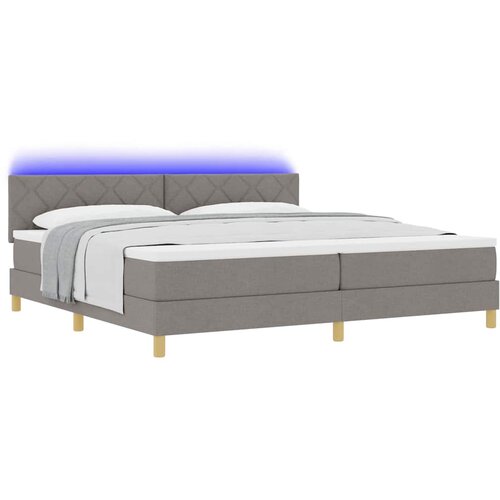  LED Box Spring Krevet Sivo-smeđa 200 x 200 cm tkanina Slike