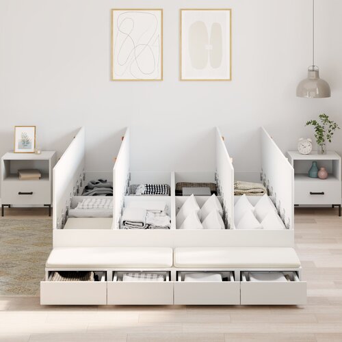 VidaXL Postelja z dodatnim prostorom za shranjevanje Bela 150x200 cm Slike