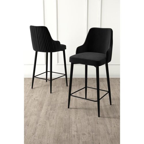 Hanah home set od 6 barskih stolica Tera, crna tkanina Babyface, crne metalne noge Cene