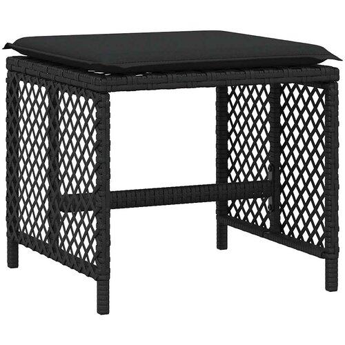  Vrtni stolci s jastucima 4 kom crni 41x41x36 cm od poliratana Slike