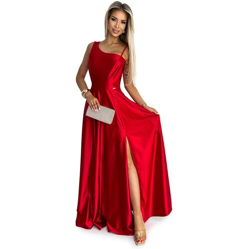 Numoco Long elegant satin one-shoulder dress Slike