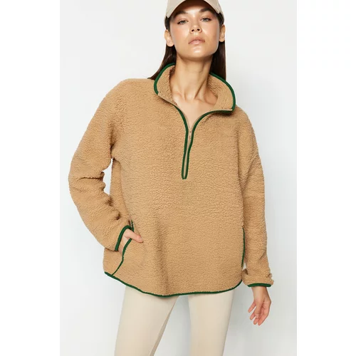 Trendyol Camel Plush Sports Sweatshirt