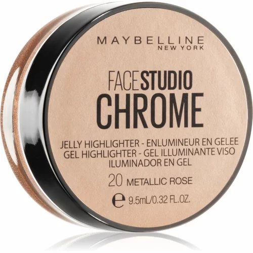 Maybelline Face Studio Chrome Jelly Highlighter gelast osvetljevalec odtenek 20 Metallic Rose 9.5 ml