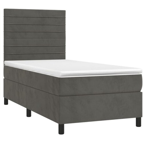  Krevet box spring s madracem LED tamnosivi 90x200 cm baršun Cene
