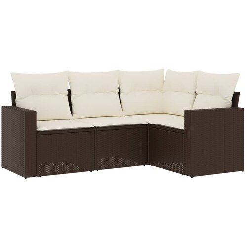 vidaXL 4-dijelni set vrtnih sofa od poliratana s jastucima smeđi Cijene