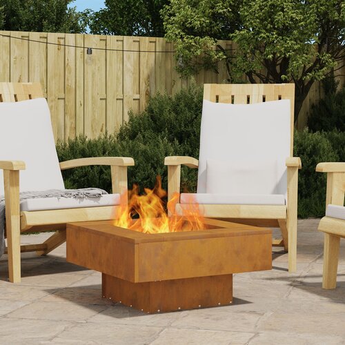 VidaXL Otporn čelik/Smeđa Corten čelik 60 x 60 x 30 cm Vanjski vatra Slike