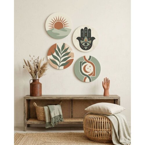 WALLXPERT Huhu1731 - 40 x 40 Multicolor Decorative Framed MDF Painting (4 Pieces) Cene