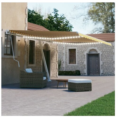 vidaXL Ročno zložljiva tenda z LED lučkami 600x300 cm rumena in bela Cene