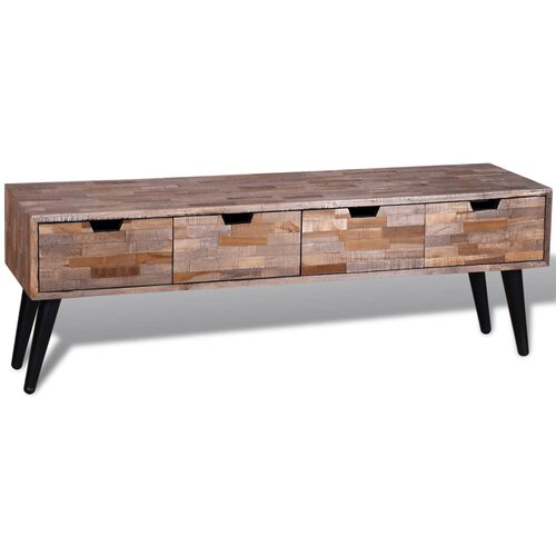 The Living Store TV omarica s 4 predali iz predelenega tikovega lesa - TV Omarica, (21376910) Slike