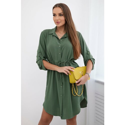 Kesi Dress with buttons and a tie at the waist khaki Slike