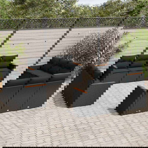  12-dijelni set vrtnih sofa od poliratana s jastucima crni Cijene