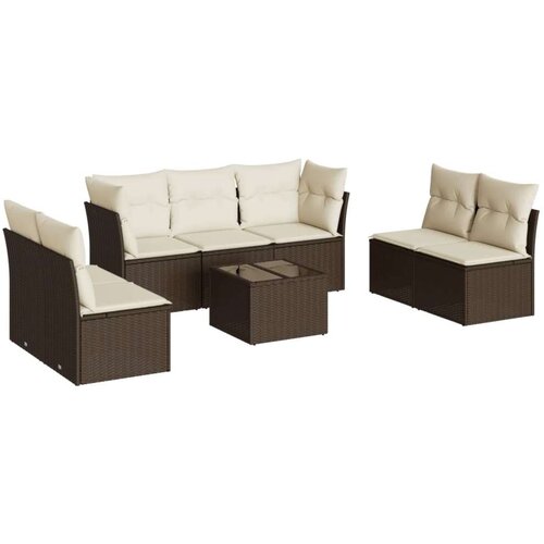 vidaXL 8-dijelni set vrtnih sofa s jastucima smeđi od poliratana Cijene