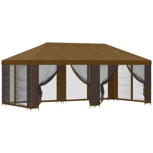 vidaXL Paviljon s stenami 6 x 3 m Taupe Poliester in jeklo 190, (5000218920) Cene