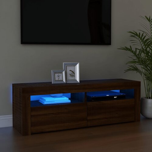 The Living Store TV omarica z LED lučkami rjav hrast 120x35x40 cm - TV Omarica, (21374532) Slike
