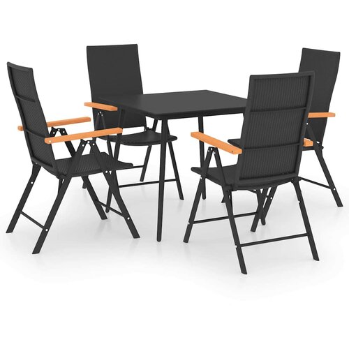 5-dijelni vrtni blagovaonski set crno-smeđi Crna Dužina stola 150 cm Slike
