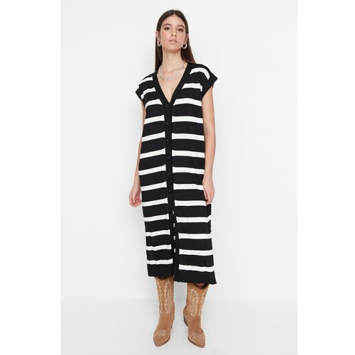 Trendyol Ecru Striped Knitwear Dress Slike