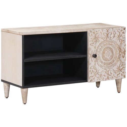 TV ormar s policom Bijelo 80 x 31,5 x 46 cm Čvrsto drvo manga Cene