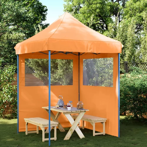 Sklopivi prigodni šator za zabave s 2 bočna zida narančasta