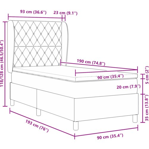 VidaXL Krevet s oprugama i madracem Tamno sivi 90x190 cm Bar&amp;scaron;un Slike