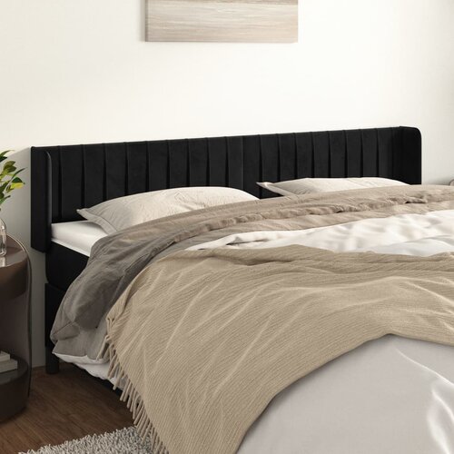 VidaXL Vzglavje z u&amp;scaron;esi črno 203x16x78/88 cm žamet Slike
