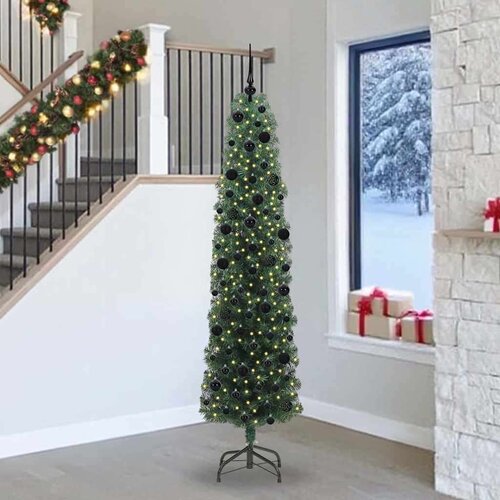 vidaXL Umestno božično drevo Zelena 240 cm PVC in Jeklo in Plastika Cene