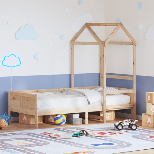 VidaXL Dnevni krevet s krovom bez madraca 80x200 cm Masivno drvo - Prirodna 80 x 200 cm Slike