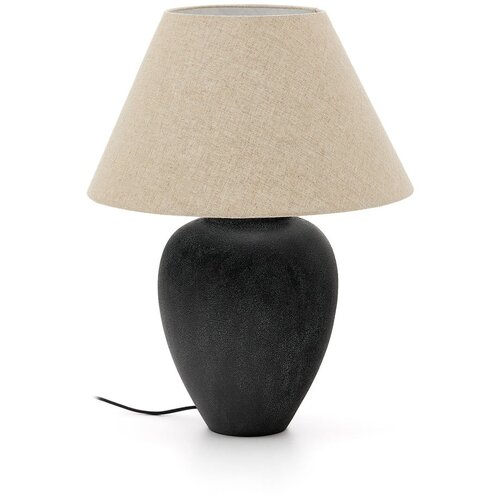 Kave Home Crna/bež stolna lampa s tekstilnim sjenilom (visina 60 cm) Mercadal – Cene