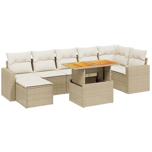 vidaXL 8-dijelni set vrtnih sofa od poliratana s jastucima bež Cijene
