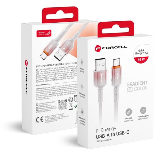 forcell F-ENERGY C352 kabl USB A na Type C QC4.0 3A 66W gradijent 1 m beli Cene
