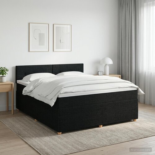  Boxspring krevet s madracem Crna 180 x 200 cm Tkanina Cijene