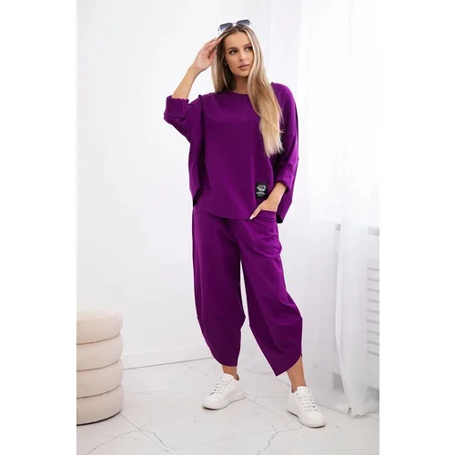 Kesi Set Punto Milano winter sweatshirt + trousers dark purple