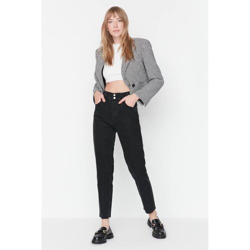 Trendyol Black Elastic Waist High Waist Mom Jeans Slike