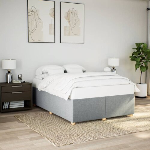 VidaXL Posteljni okvir brez vzmetnice svetlo siv 140x200 cm tkanina Slike