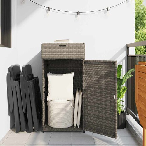  Vrtni ormarić za pohranu sivi 55x55x111 cm od poliratana Slike