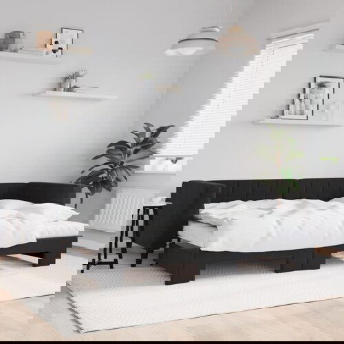 VidaXL Dnevni krevet na razvlačenje s madracima crni 80x200 cm bar&amp;scaron;un Slike