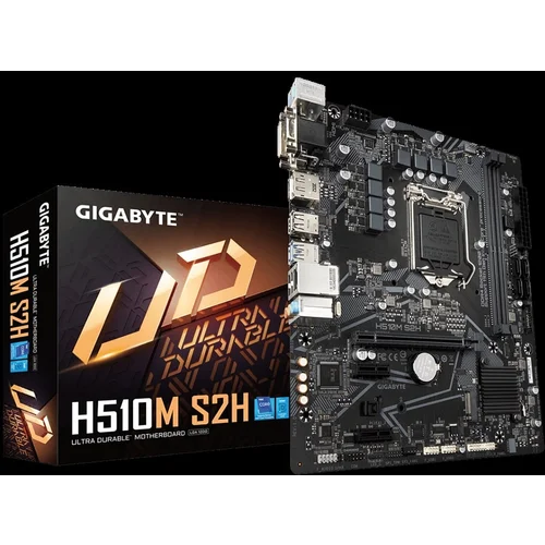 Gigabyte Main Board Desktop H510M S2H S1200H510 2xDDR4 HDMI DVI-D VGA DP 1xPCIex16 2xPCIex1 ALC887