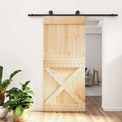  Klizna vrata s priborom za montažu 95 x 210 cm masivna borovina Slike