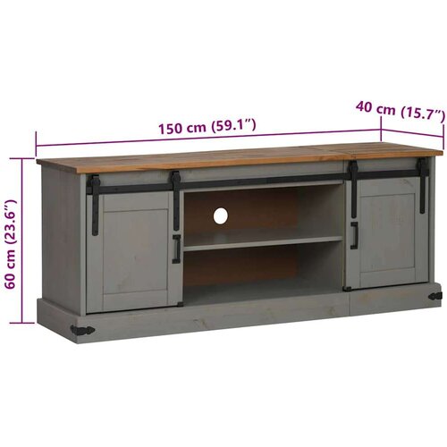 VidaXL TV omarica HALDEN 2 drsna vrata siva 150x40x60 cm masivni les Slike