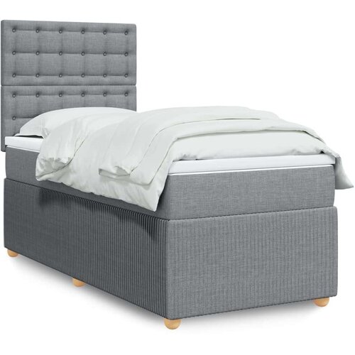 VidaXL Okvir kreveta s oprugama i madrac svjetlosivi 90x200cm tkanina Slike