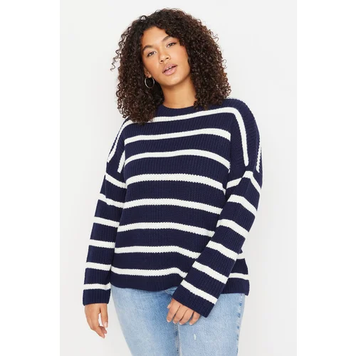 Trendyol Curve Plus Size Sweater - Navy blue - Regular fit